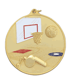 2 1/2" Medals - Basketball Design with Neck Ribbon