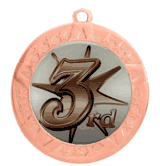 2 3/4" T-Series Medal with Bronze Frame: 3rd Place