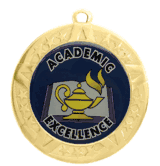 2 3/4" T-Series Medal with Gold Frame: Academic Excellence