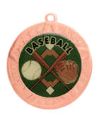 2 3/4" T-Series Medal with Bronze Frame: Baseball