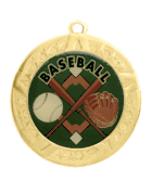 2 3/4" T-Series Medal with Gold Frame: Baseball