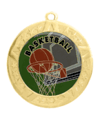 2 3/4" T-Series Medal with Gold Frame: Basketball