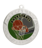 2 3/4" Silver Frame Medal: Basketball