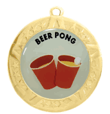 2 3/4" T-Series Medal with Gold Frame: Beer Pong