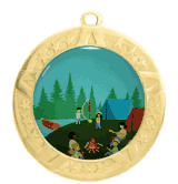 2 3/4" T-Series Medal with Gold Frame: Camp / Campers