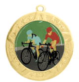 2 3/4" T-Series Medal with Gold Frame: Cycling