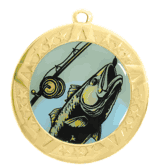 2 3/4" T-Series Medal with Gold Frame: Fishing