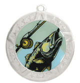 2 3/4" Silver Frame Medal: Fishing