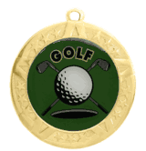 2 3/4" T-Series Medal with Gold Frame: Golf