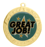 2 3/4" T-Series Medal with Gold Frame: Great Job