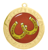 2 3/4" T-Series Medal with Gold Frame: Horseshoes