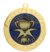 2 3/4" T-Series Medal with Gold Frame: Outstanding Volunteer