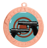 2 3/4" T-Series Medal with Bronze Frame: Pistols