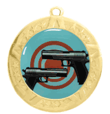 2 3/4" T-Series Medal with Gold Frame: Pistols