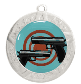 2 3/4" Silver Frame Medal: Pistols