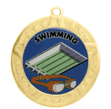 2 3/4" T-Series Medal with Gold Frame: Swimming