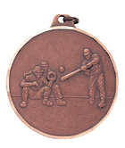 2" Diamond Cut Edge Medal with Ribbon - Baseball Batter & Catcher