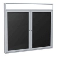 2 Door Outdoor Vinyl Letter Board with Satin or Dark Bronze Headliner Frame, 3'H x 5'W, Black