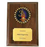 3rd Place Plaque with a Colorful Torch Emblem