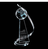 Above & Beyond Crystal Globe Award with Stainless Appointments