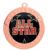 Epoxy Dome Insert Medal with Bronze Frame: All Star