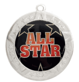 Epoxy Dome Silver Frame Insert Medal: All Star