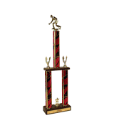 Bocce Ball Two Tier Championship Trophy with Wood Base