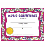 Colorful Musical Notes Certificate