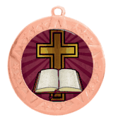 Epoxy Dome Insert Medal with Bronze Frame: Religious Cross