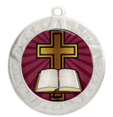 Epoxy Dome Silver Frame Insert Medal: Cross