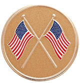 Crossed American Flags Litho Medal Insert