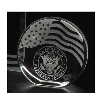 Crystal Disc Award with Embedded Flag Design - Click to enlarge