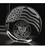 Crystal Disc Award with Embedded Flag Design