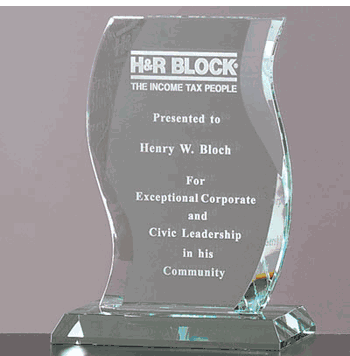 Crystal Jade Glass Scroll Award - Click to enlarge