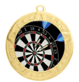 Epoxy Dome Insert Gold Frame Medal: Darts