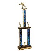 Disc Golf Two Tier Championship Trophy with Wood Base