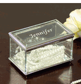 Engraved Beveled Glass Jewelry Box