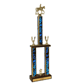 Equestrian (Horse) - Two-Tier Championship Trophy with Wood Base