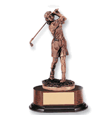 Female Golf FIgure Electroplated Bronze Trophy, 12"