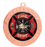 Epoxy Dome Insert Medal with Bronze Frame: Fire Department