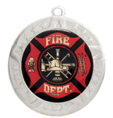 Epoxy Dome Silver Frame Insert Medal: Fire Department