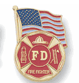 Fire Department Pins with Flag Design