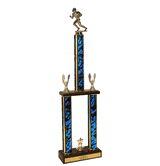 Football Two Tier Championship Trophy with Wood Base