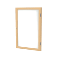 1 Door Enclosed Porcelain Magnetic Whiteboard with Oak Wood Frame, 24"H x 18"W