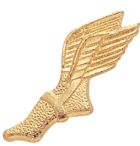 Gold Track Winged Foot Lapel Pins