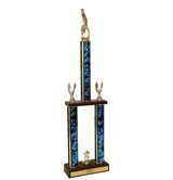 Gymnastics Two Tier Championship Trophy with Wood Base