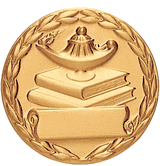 Lamp Of Learning With Scroll Litho Medal Insert