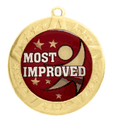 Epoxy Dome Gold Frame Insert Medal: Most Improved