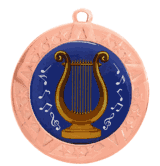 Epoxy Dome Insert Medal with Bronze Frame: Music Lyre