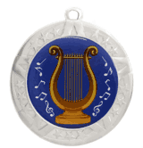 Epoxy Dome Silver Frame Insert Medal: Music